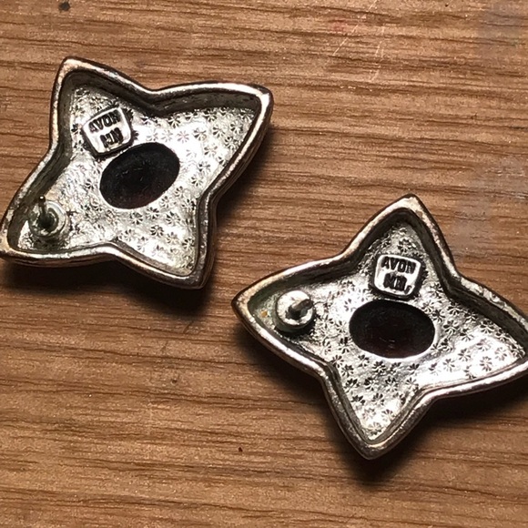 VINTAGE Avon Smokey Stones Silver Earrings - Picture 6 of 7